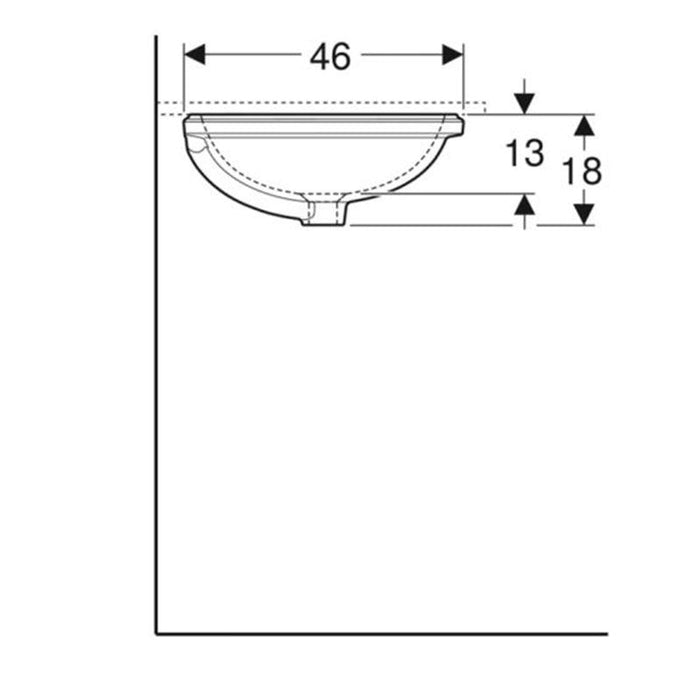 LAVABO PODGRADNI ISPOD RAVNE PLOČE OVALNI 560X460 GEBERIT 500.754.01.2 Lavaboi Geberit Madras doo Beograd