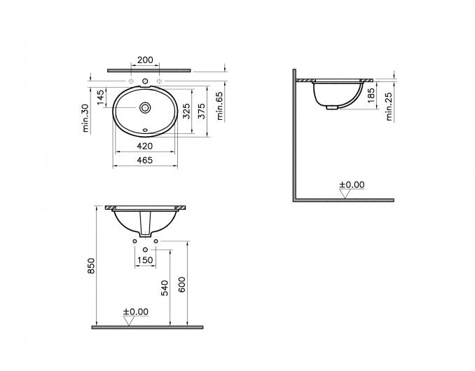 Lavabo podgradni VITRA S20 42x32,5cm ovalni (6039B003-0012) Lavaboi Vitra 6039B003-0012 Madras doo Beograd