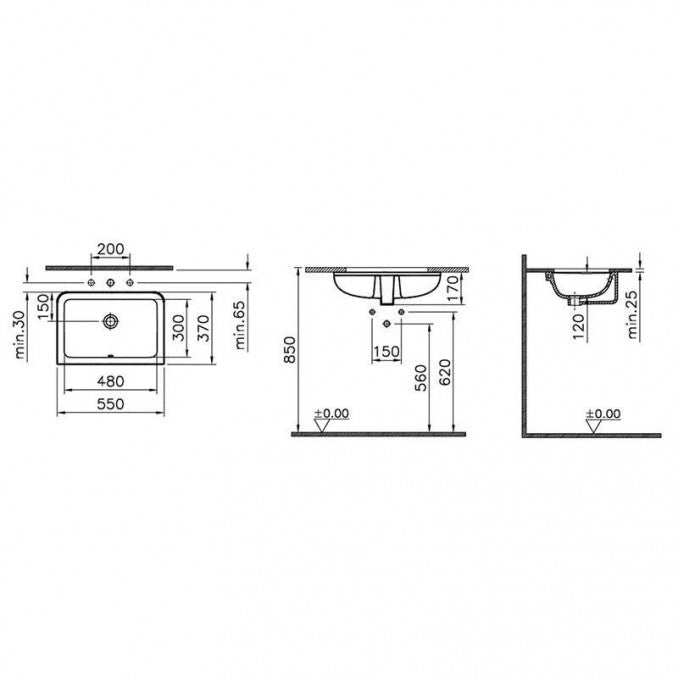 Lavabo podgradni VITRA S20 47,5x30cm (7475B003-0618) Lavaboi Vitra 7475B003-0618 Madras doo Beograd