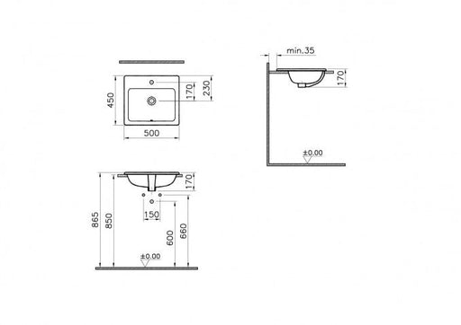 Lavabo ugradni VITRA S20 50x45cm (5464B003-0001) Lavaboi Vitra 5464B003-0001 Madras doo Beograd