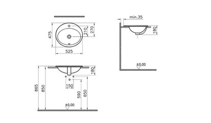 Lavabo ugradni VITRA S20 53cm (5468B003-0001) Lavaboi Vitra 5468B003-0001 Madras doo Beograd