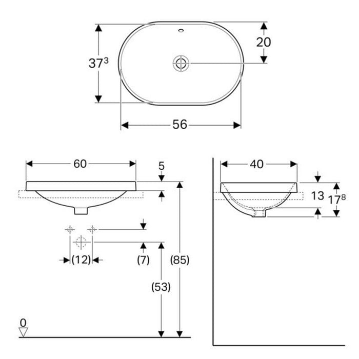 LAVABO VARIFORM UGRADNI ELIPSA 600X400 GEBERIT 500.728.01.2 Lavaboi Geberit Madras doo Beograd