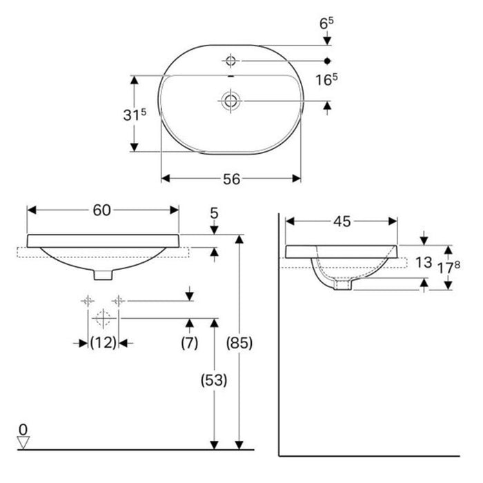 LAVABO VARIFORM UGRADNI ELIPSA 600X450 GEBERIT 500.734.01.2 Lavaboi Geberit Madras doo Beograd