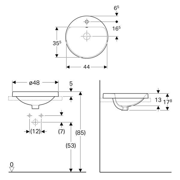 LAVABO VARIFORM UGRADNI KRUG fi480 GEBERIT 500.704.01.2 Lavaboi Geberit Madras doo Beograd