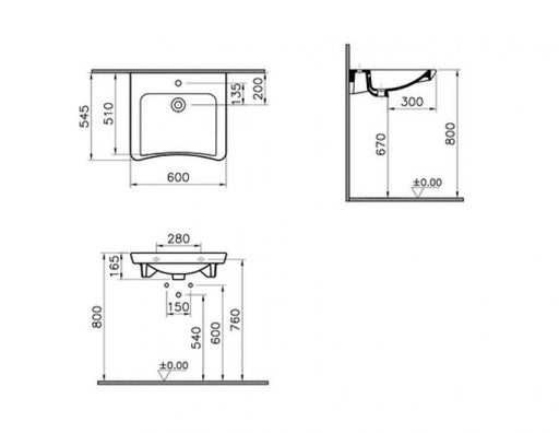 Lavabo VITRA S20 60x54.5cm za posebne potrebe (5289B003-0001) Artikli za osobe sa posebnim potrebama Vitra 5289B003-0001 Madras doo Beograd