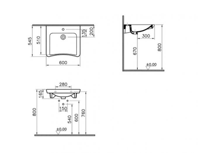 Lavabo VITRA S20 60x54.5cm za posebne potrebe (5289B003-0001) Artikli za osobe sa posebnim potrebama Vitra 5289B003-0001 Madras doo Beograd