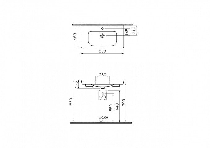 Lavabo VITRA S20 85x46cm vanity (5523B003-0001) Lavaboi Vitra 5523B003-0001 Madras doo Beograd