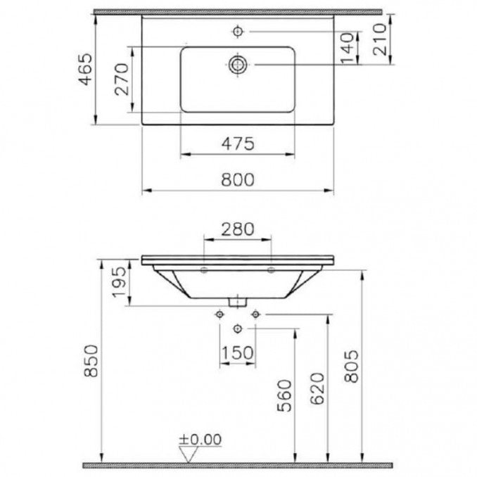 Lavabo VITRA S50 80x46.5cm vanity (5408B003-0001) Lavaboi Vitra 5408B003-0001 Madras doo Beograd