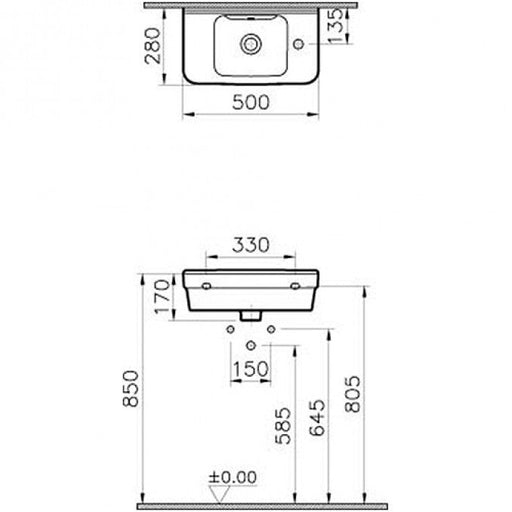 Lavabo VITRA S50 compact 50x28cm levi (5344L003-0028) Lavaboi Vitra 5344L003-0028 Madras doo Beograd