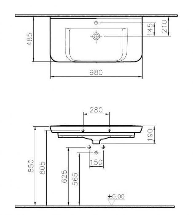 Lavabo VITRA SENTO 100x48,5cm (5948B003-0001) Lavaboi Vitra 5948B003-0001 Madras doo Beograd