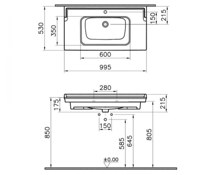 Lavabo VITRA VALARTE 100cm sa prelivom (7803B003-0001) Lavaboi Vitra 7803B003-0001 Madras doo Beograd