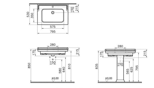 Lavabo VITRA VALARTE 80cm sa prelivom (7802B003-0001) Lavaboi Vitra 7802B003-0001 Madras doo Beograd