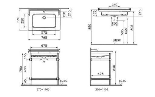 Lavabo VITRA VALARTE 80cm sa prelivom sa metalnim stalkom (7802B003-6173) Lavaboi Vitra 7802B003-6173 Madras doo Beograd