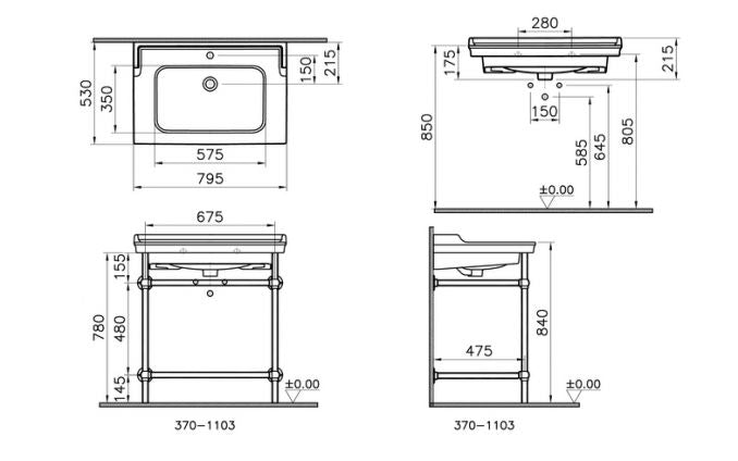 Lavabo VITRA VALARTE 80cm sa prelivom sa metalnim stalkom (7802B003-6173) Lavaboi Vitra 7802B003-6173 Madras doo Beograd