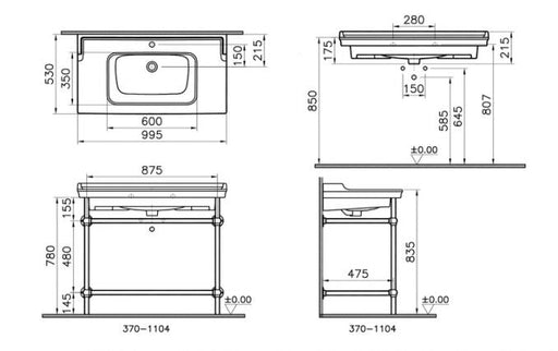 Lavabo VITRA VALARTE sa prelivom sa metalnim stalkom (7803B003-6175) Lavaboi Vitra 7803B003-6175 Madras doo Beograd