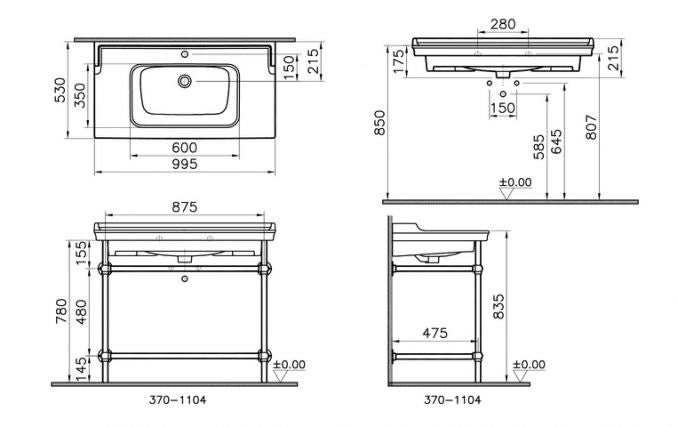 Lavabo VITRA VALARTE sa prelivom sa metalnim stalkom (7803B003-6175) Lavaboi Vitra 7803B003-6175 Madras doo Beograd