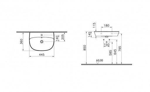 Lavabo VITRA ZENTRUM 45x36cm (7278L003-0001) Lavaboi Vitra 7278L003-0001 Madras doo Beograd