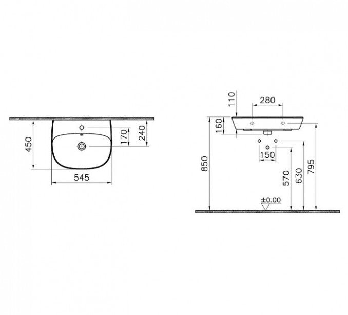 Lavabo VITRA ZENTRUM 55cm (7277L003-0001) Lavaboi Vitra 7277L003-0001 Madras doo Beograd