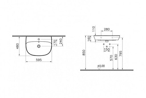 Lavabo VITRA ZENTRUM 60x48cm (7276L003-0001) Lavaboi Vitra 7276L003-0001 Madras doo Beograd