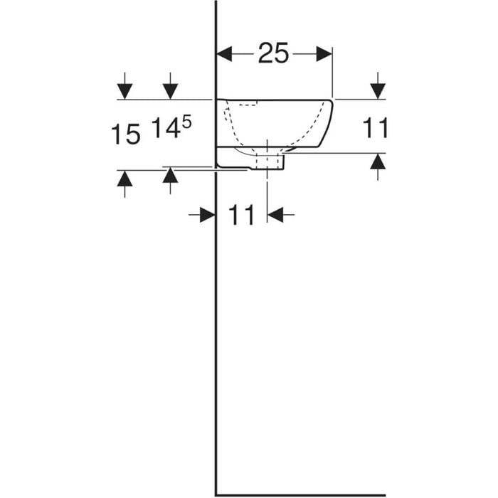 LAVABO ZIDNI SELNOVA COMPACT 450X250 sa površ. za odlaganje DESNO GEBERIT 500.319.01.5 Lavaboi Geberit Madras doo Beograd