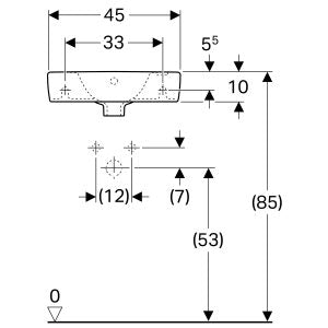 LAVABO ZIDNI SELNOVA COMPACT 450X250 sa površ. za odlaganje LEVO GEBERIT 500.318.01.5 Lavaboi Geberit 500.318.01.5 Madras doo Beograd