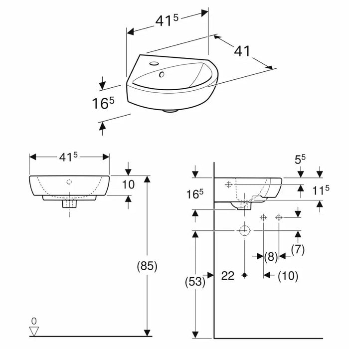 LAVABO ZIDNI SELNOVA UGAONI 414X412 GEBERIT 500.326.01.5 Lavaboi Geberit 500.326.01.5 Madras doo Beograd