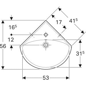 LAVABO ZIDNI SELNOVA UGAONI 590X560 GEBERIT 501.050.00.5 Lavaboi Geberit Madras doo Beograd