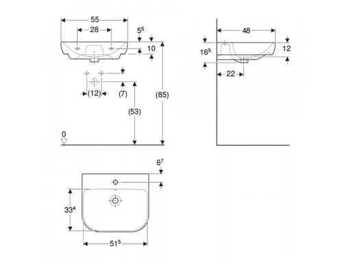 LAVABO ZIDNI SMYLE 550X480 GEBERIT 500.227.01.1 Lavaboi Geberit Madras doo Beograd