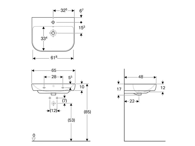 LAVABO ZIDNI SMYLE 650X480 GEBERIT 500.230.01.1 Lavaboi Geberit Madras doo Beograd