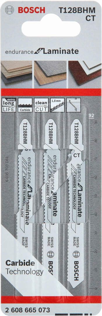 List ubodne testere za laminate T 128 BHM karbidne Endurance for Laminate Bosch - pakovanje 3 komada - 2608665073 List ubodne testere BOSCH BOSCH-2608665073 Madras doo Beograd