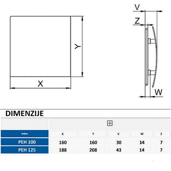 MASKA HROMIRANA ZA VENTILATOR AWENTA FI100 (PEH100) Ventilacioni program Awenta Madras doo Beograd