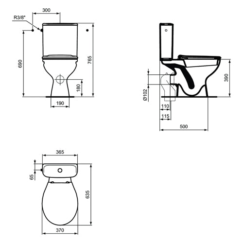 Monoblok IDEAL STANDARD ULYSEE sa wc daskom-baltik W835101 Monoblokovi Vidima W835101 Madras doo Beograd