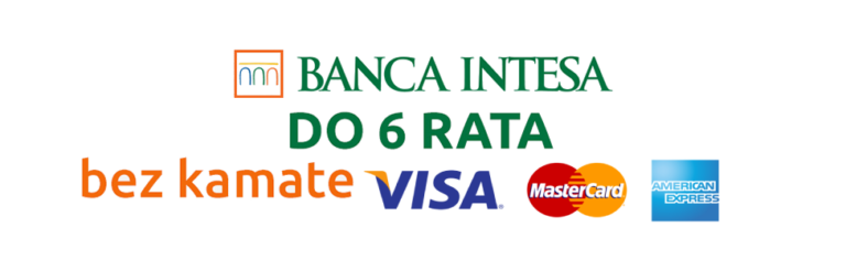 Povoljnost plaćanja karticama Banke Intesa na 6 rata bez kamate. (Visa, MasterCard, American Express)