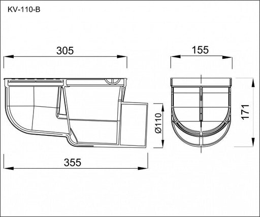 Olučnjak STYRON horizontalni Ø110 (KV-110-B) Vodovod i instalacije Styron KV-110-B Madras doo Beograd