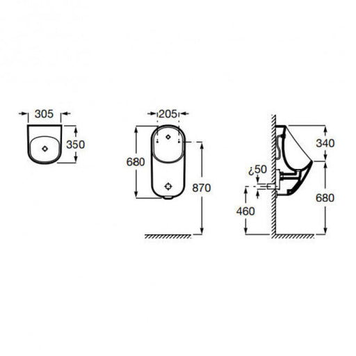 Pisoar ROCA PROTON rimless elektronski senzor- mrežno napajanje (RO3590J5000) Pisoari Roca Madras doo Beograd