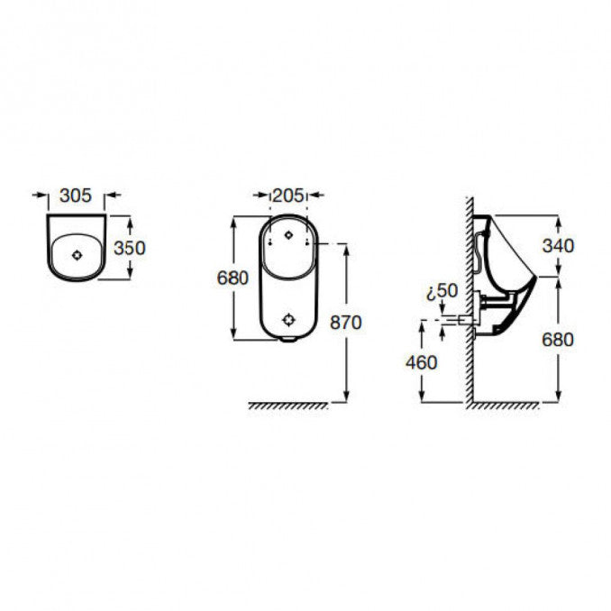 Pisoar ROCA PROTON rimless elektronski senzor- mrežno napajanje (RO3590J5000) Pisoari Roca Madras doo Beograd