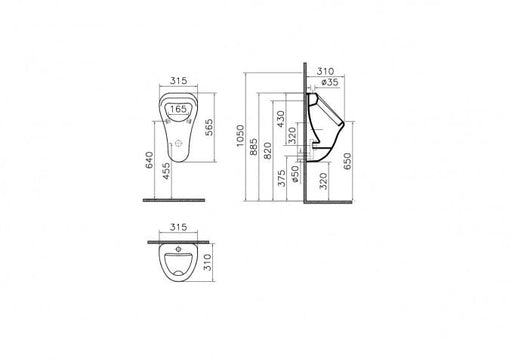 Pisoar VITRA ARKITEKT sa spoljašnjim dovodom (komplet set) (6202B003-0198) Pisoari Vitra 6202B003-0198 Madras doo Beograd