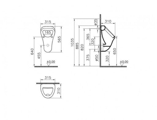 Pisoar VITRA ARKITEKT sa unutrašnjim dovodom (komplet set) (6201B003-0199) Pisoari Vitra 6201B003-0199 Madras doo Beograd