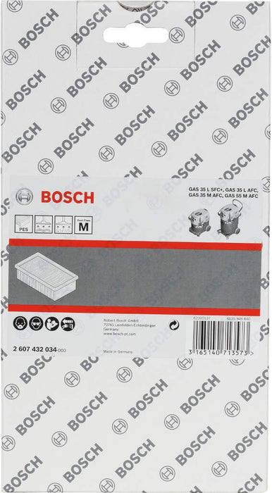 Pljosnati naborani filter od poliestera za usisvače Bosch GAS 35 L AFC; GAS 35 L SFC+; GAS 35 M AFC i GAS 55 M AFC Professional (2607432034) Filter za usisivače BOSCH Madras doo Beograd