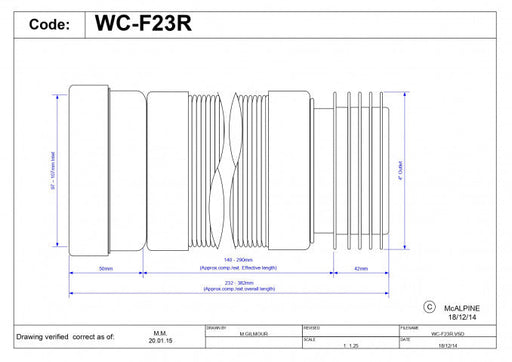 Priključak McALPINE za wc šolju fleksibilni 230mm-440mm (WC-F23R) Vodovod i instalacije Mc Alpine WC-F23R Madras doo Beograd