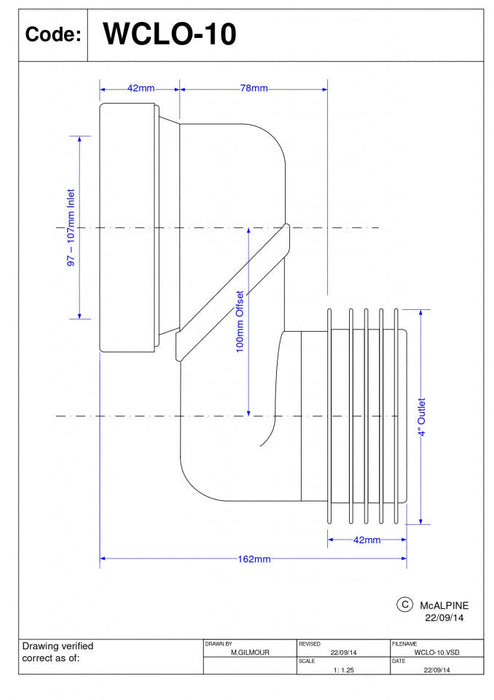 Priključak McALPINE za wc šolju simplon excentar 100mm (WCLO-10) Vodovod i instalacije Mc Alpine WCLO-10 Madras doo Beograd