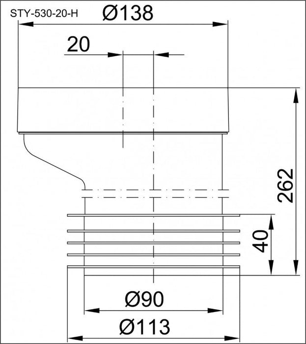 Priključak STYRON za wc šolju baltik excentar Ø90/110 (STY-530-20-H) Vodovod i instalacije Styron STY-530-20-H Madras doo Beograd