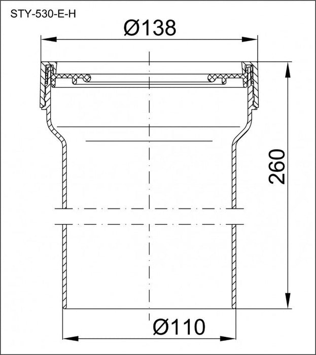 Priključak STYRON za wc šolju baltik Ø110 (STY-530-E-H) Vodovod i instalacije Styron STY-530-E-H Madras doo Beograd