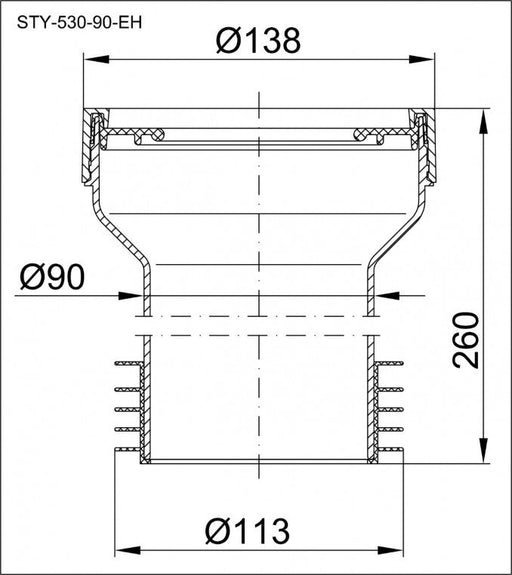 Priključak STYRON za wc šolju baltik Ø90/110 (STY-530-90-EH) Vodovod i instalacije Styron STY-530-90-EH Madras doo Beograd