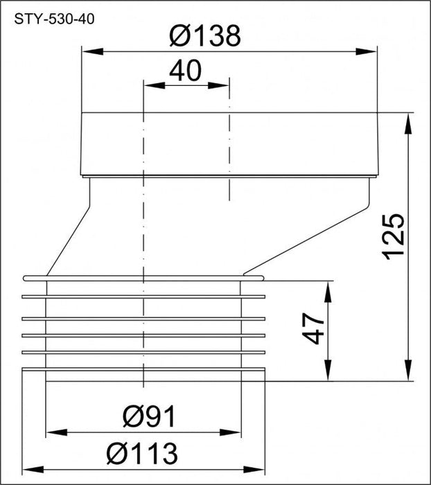 Priključak STYRON za wc šolju simplon excentar 40mm (STY-530-40) Vodovod i instalacije Styron STY-530-40 Madras doo Beograd