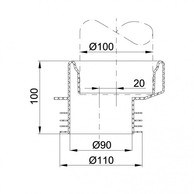 Priključak STYRON za wc šolju simplon gumeni excentar 20mm (STY-530-20-G) Vodovod i instalacije Styron STY-530-20-G Madras doo Beograd