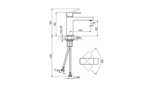 QUADRO BATERIJA ZA LAVABO DUŽI IZLIV ROSAN JQ30201 Baterije za lavabo Rosan JQ30201 Madras doo Beograd