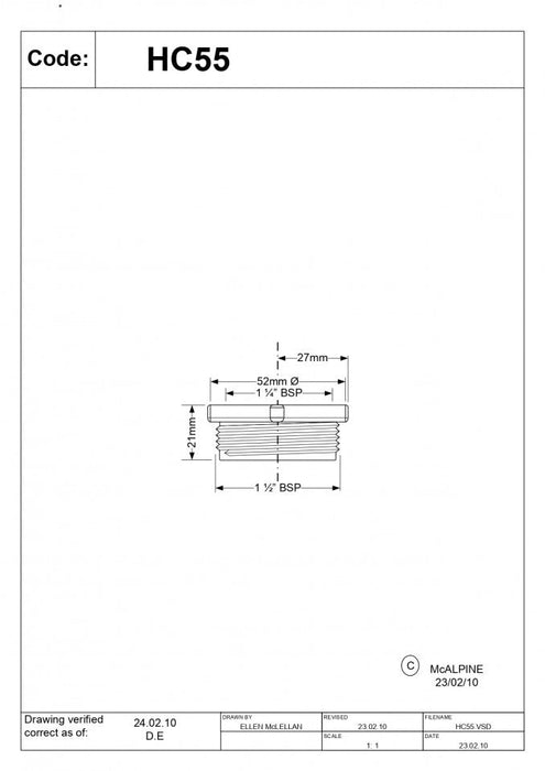 Reducija McALPINE F5/4-M6/4 PVC (HC55) Vodovod i instalacije Mc Alpine AC-HC55 Madras doo Beograd