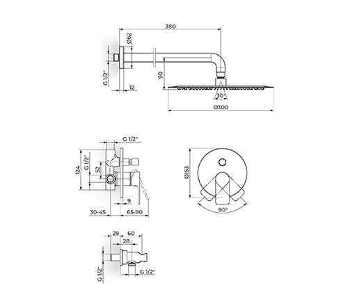 S2 STOLZ-2 BATERIJA UZIDNA (RUČNI I ZIDNI TUŠ) (MODEL 2) ROSAN 231601 Baterije Rosan Madras doo Beograd