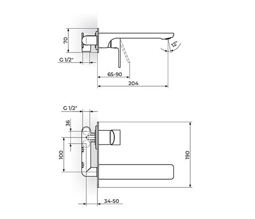 S2 STOLZ-2 BATERIJA UZIDNA ZA LAVABO (MODEL 2) ROSAN 231401 Baterije Rosan 231401 Madras doo Beograd